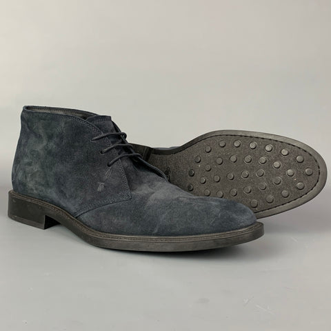 TOD'S Size 11 Navy Leather Lace Up Chukka Boots