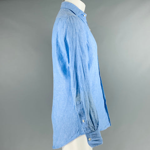 POLO by RALPH LAUREN Size S Blue Linen Long Sleeve Shirt