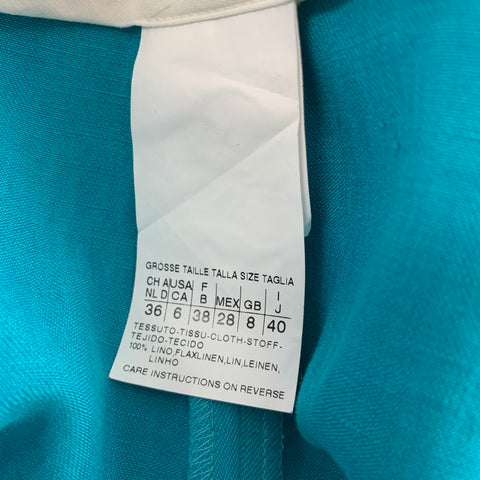 MAX MARA Size 6 Blue Turquoise Linen Dress Pants