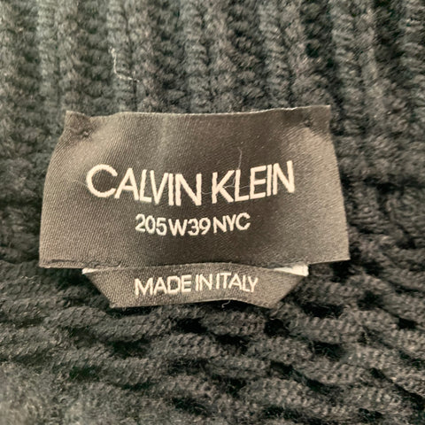 CALVIN KLEIN 205W39NYC Size ML Black Knit Acrylic Fringed Sweater