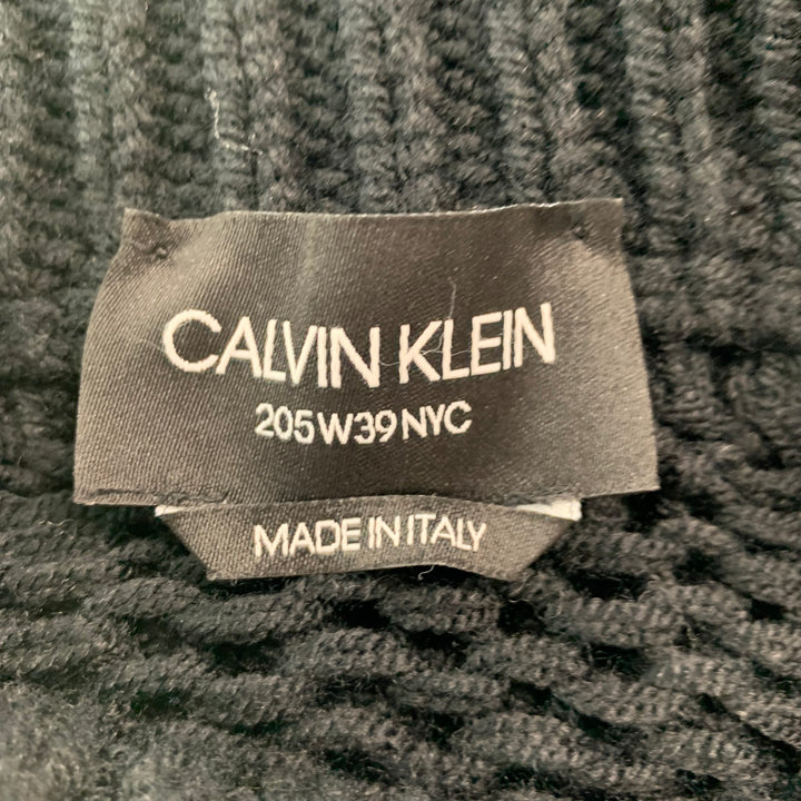 CALVIN KLEIN 205W39NYC Size ML Black Knit Acrylic Fringed Sweater