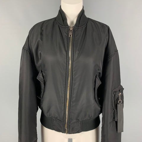 ADER ERROR Chaqueta bomber con cremallera de nailon negro talla M