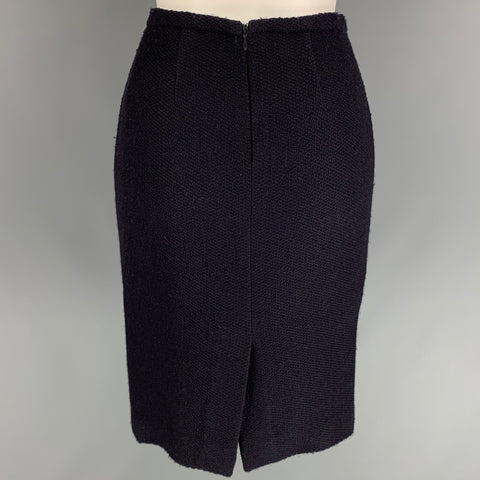 CAROLINA HERRERA Size 4 Black Boucle Below Knee Pencil Skirt