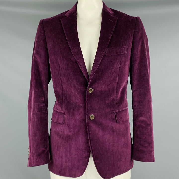 ETRO Taille 42 Manteau de sport en velours côtelé violet mélangé à revers cranté