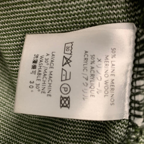 LE MONT ST.MICHEL Taille XS Vert Blanc Laine Mérinos Acrylique Stripe Casual Top
