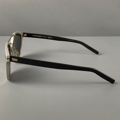 DIOR HOMME Grey Black Mixed Materials Acetate Metal Sunglasses
