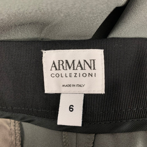 ARMANI COLLEZIONI Size 6 Grey Acetate Silk Pleated Wide Leg Dress Pants