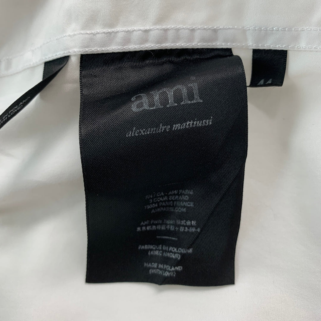AMI by ALEXANDRE MATTIUSSI Size XL White Solid Cotton Long Sleeve Shirt