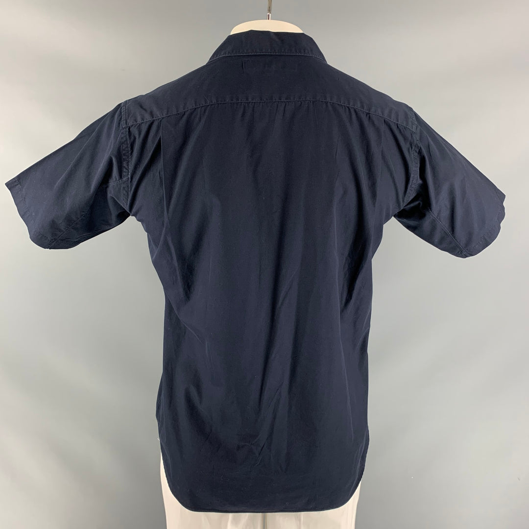 COMME des GARCONS Size M Navy Solid Cotton One pocket Short Sleeve Shirt