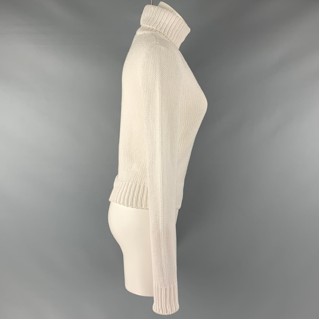 RALPH LAUREN Size M White Cotton Turtleneck Casual Top