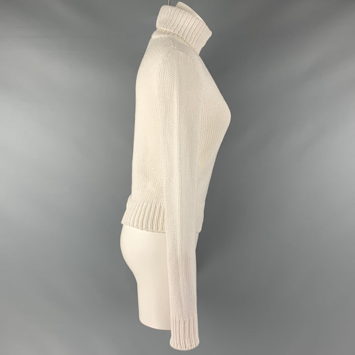 RALPH LAUREN Size M White Cotton Turtleneck Casual Top