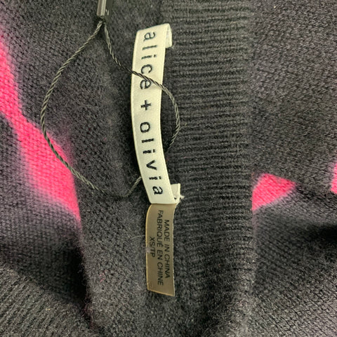 ALICE + OLIVIA Size XS Black Fuchsia Cashmere Pullover