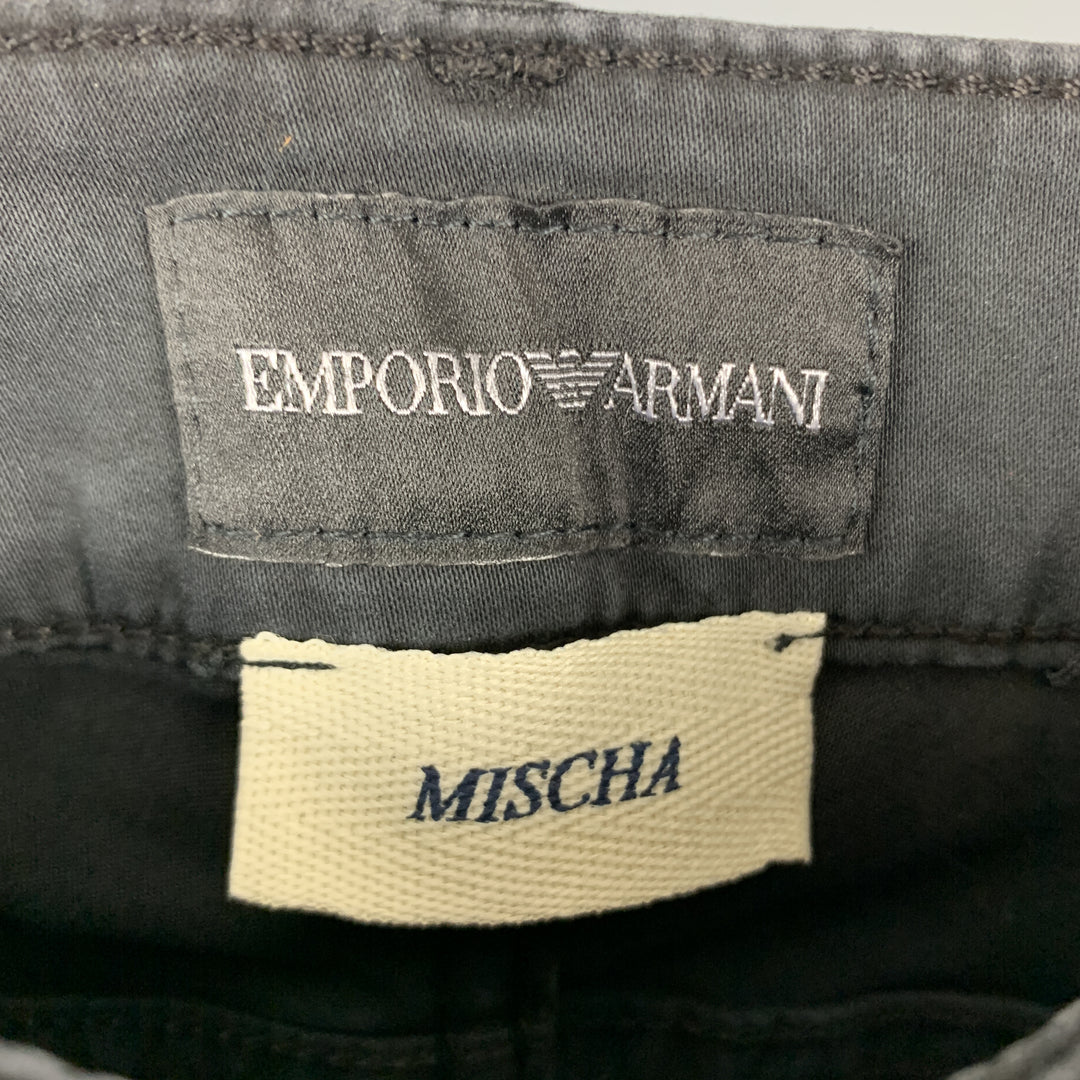 EMPORIO ARMANI Size 28 Black Coated Cotton Jean Cut Casual Pants
