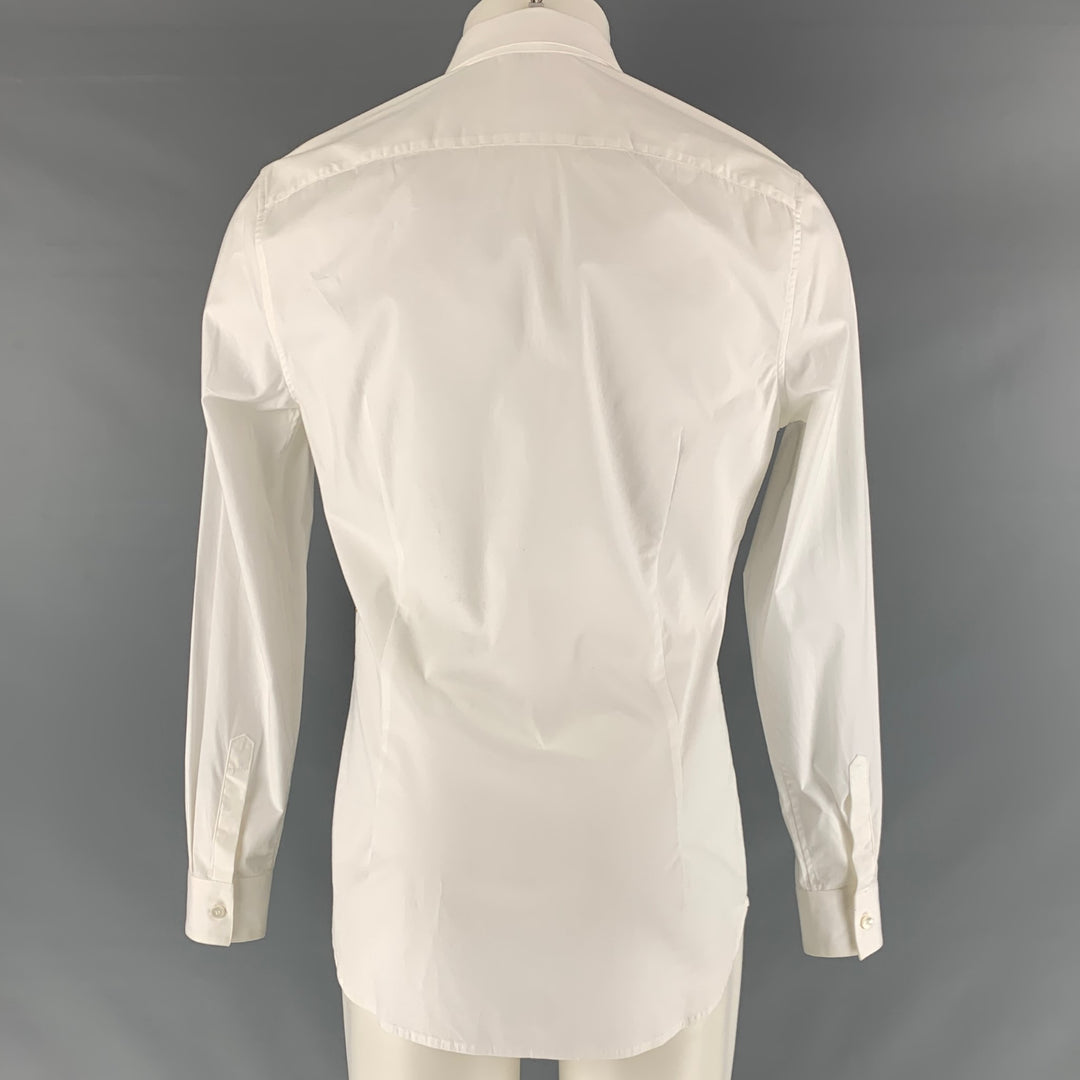 ROBERTO CAVALLI Size M White Studded Cotton Elastane Long Sleeve Shirt