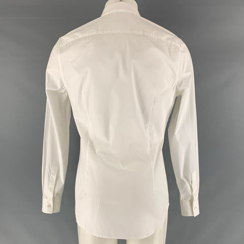 ROBERTO CAVALLI Size M White Studded Cotton Elastane Long Sleeve Shirt