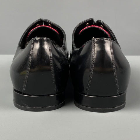 GIORGIO ARMANI Size 6 Black Pink Leather Beaded Lace Up Shoes
