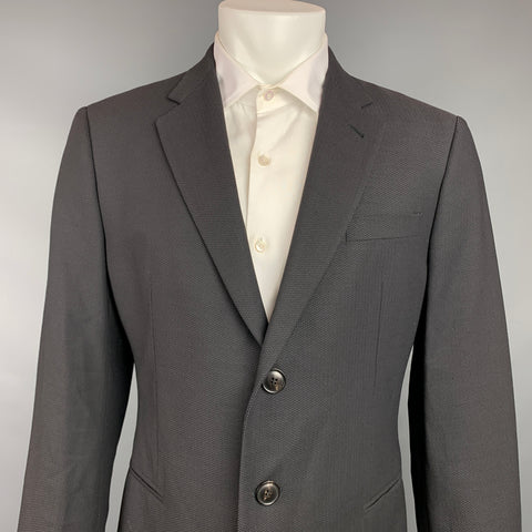 GIORGIO ARMANI Size 40 Black Wool Notch Lapel Sport Coat