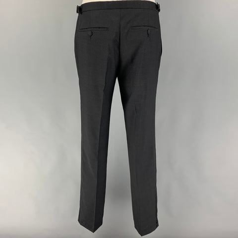 THE KOOPLES Size 38 Black Grid Wool Peak Lapel Tuxedo Suit