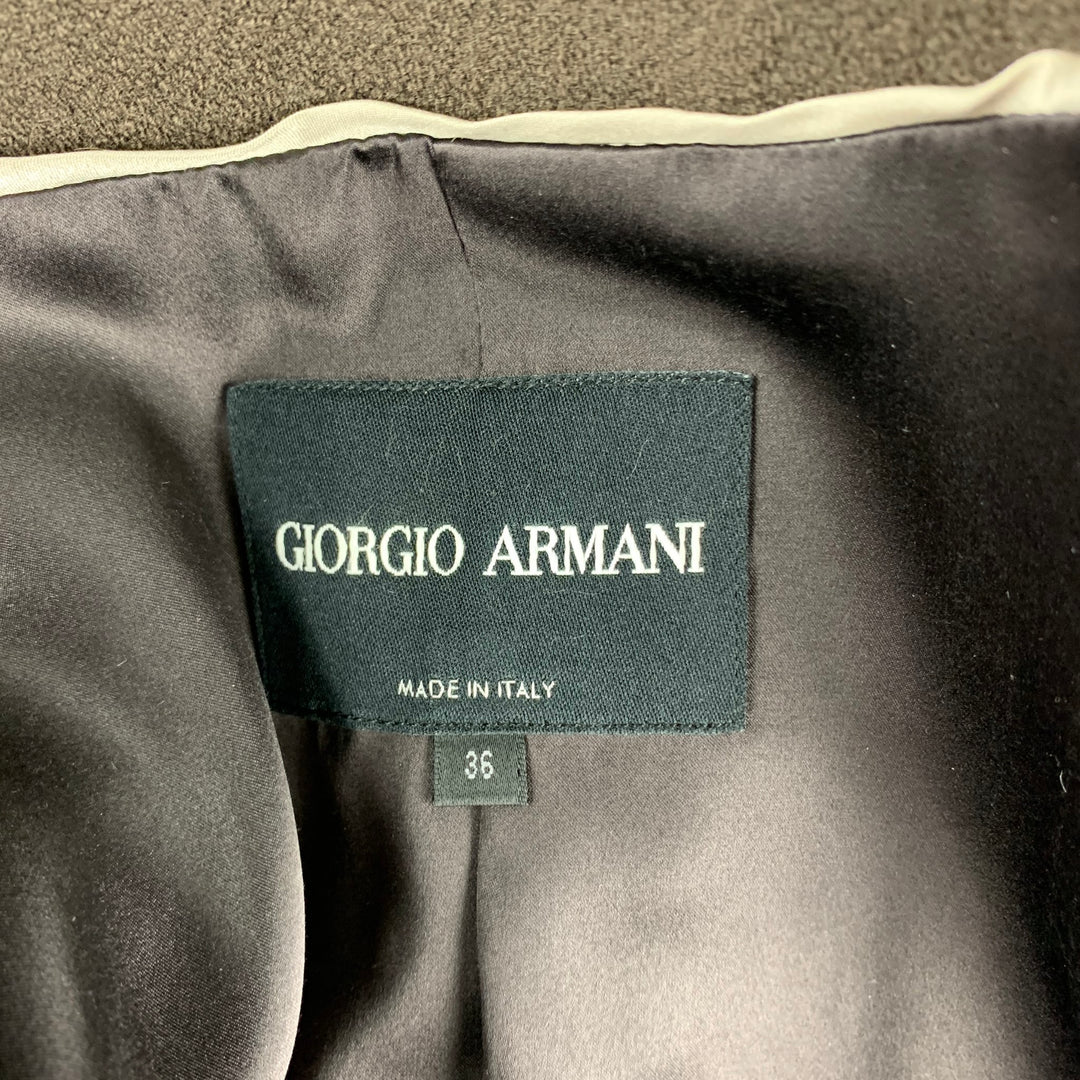 GIORGIO ARMANI Size 0 Brown Crepe Wool Blend Peak Lapel Jacket Blazer