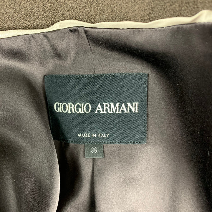 GIORGIO ARMANI Chaqueta con solapa de pico en mezcla de lana crepé marrón Talla 0 Blazer