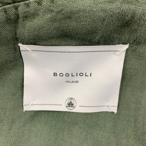 BOGLIOLI Size 36 Olive Linen Notch Lapel Sport Coat