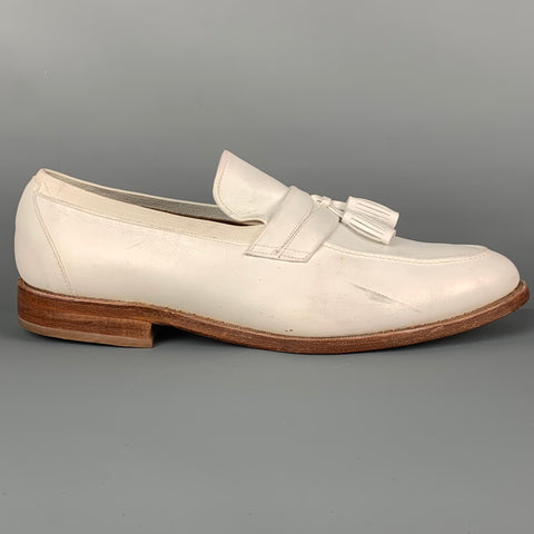 ALLEN EDMONDS Size 10.5 White Leather Tassels Loafers