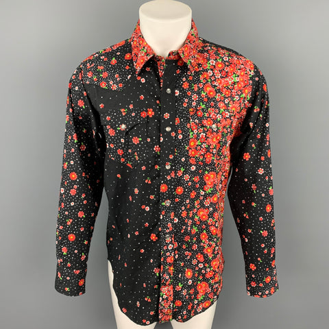 ENGINEERED GARMENTS Size M Black & Red Floral Cotton Long Sleeve Shirt