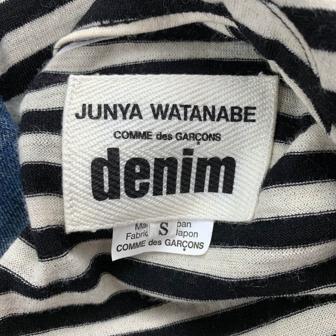JUNYA WATANABE Size S Black & White Stripe Jersey Layered Denim Jacket Dress