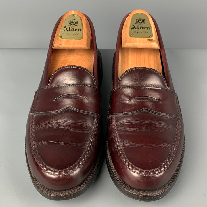 ALDEN Size 6.5 Burgundy Leather Penny Loafers