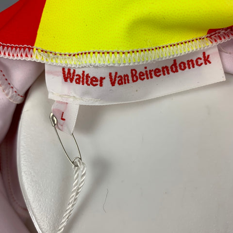 WALTER VAN BEIRENDONCK SS19 Size L  Red Graphic Nylon Jersey Bike Top