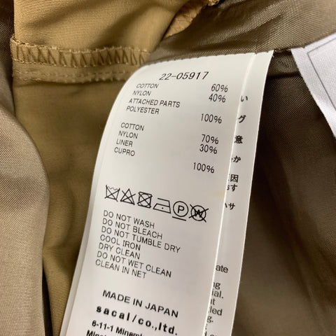 SACAI Size 0 Khaki Gold Cotton Blend Color Block Pencil Below Knee Skirt
