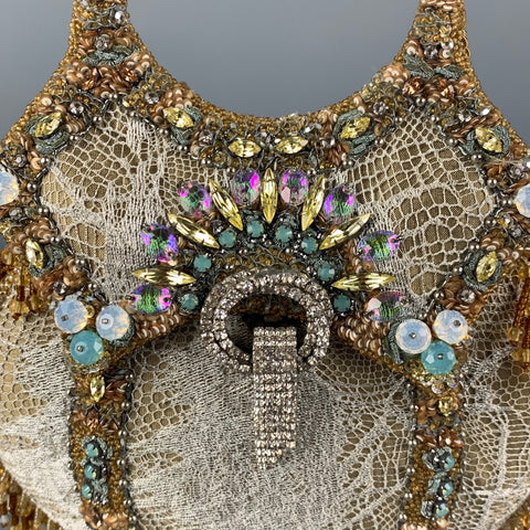 BAGTERIA Moss Silver Beaded Lace Evening Limited Edition Handbag