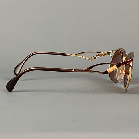 CAZAL Burgundy & Gold Metal Sunglasses