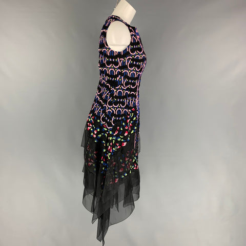 PETER PILOTTO Vestido de cóctel sin mangas bordado de seda multicolor talla M