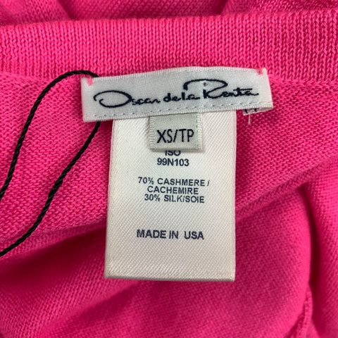 OSCAR DE LA RENTA Size XS Pink Cashmere Silk Cropped Cardigan