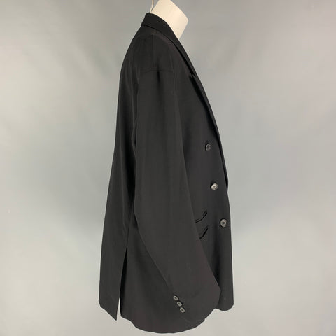 Vintage MAISON MARTIN MARGIELA FW 1997 Size 8 Black Wool Peak Lapel Tucked Sleeves Jacket