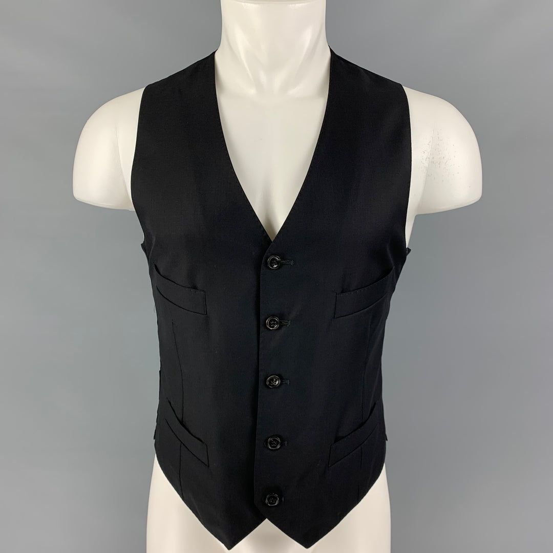 GIORGIO ARMANI Size 40 Black Wool Cashmere Buttoned Vest