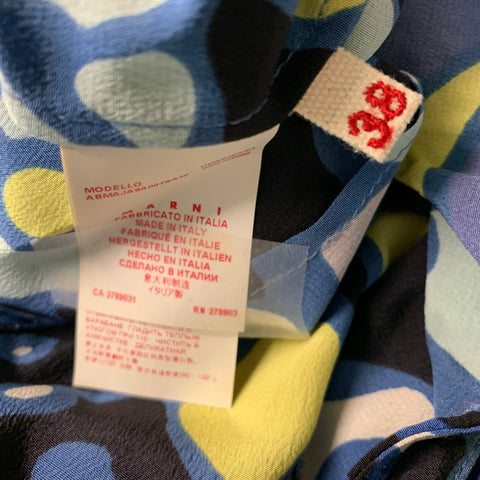 MARNI Size S Blue White Yellow Sleeveless Dress