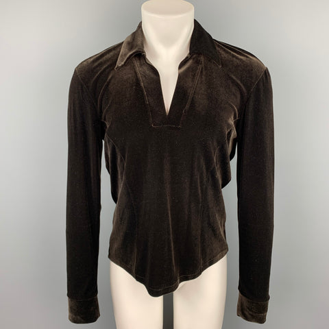 JOHN BARTLETT Size S Brown Velvet V-Neck Pullover