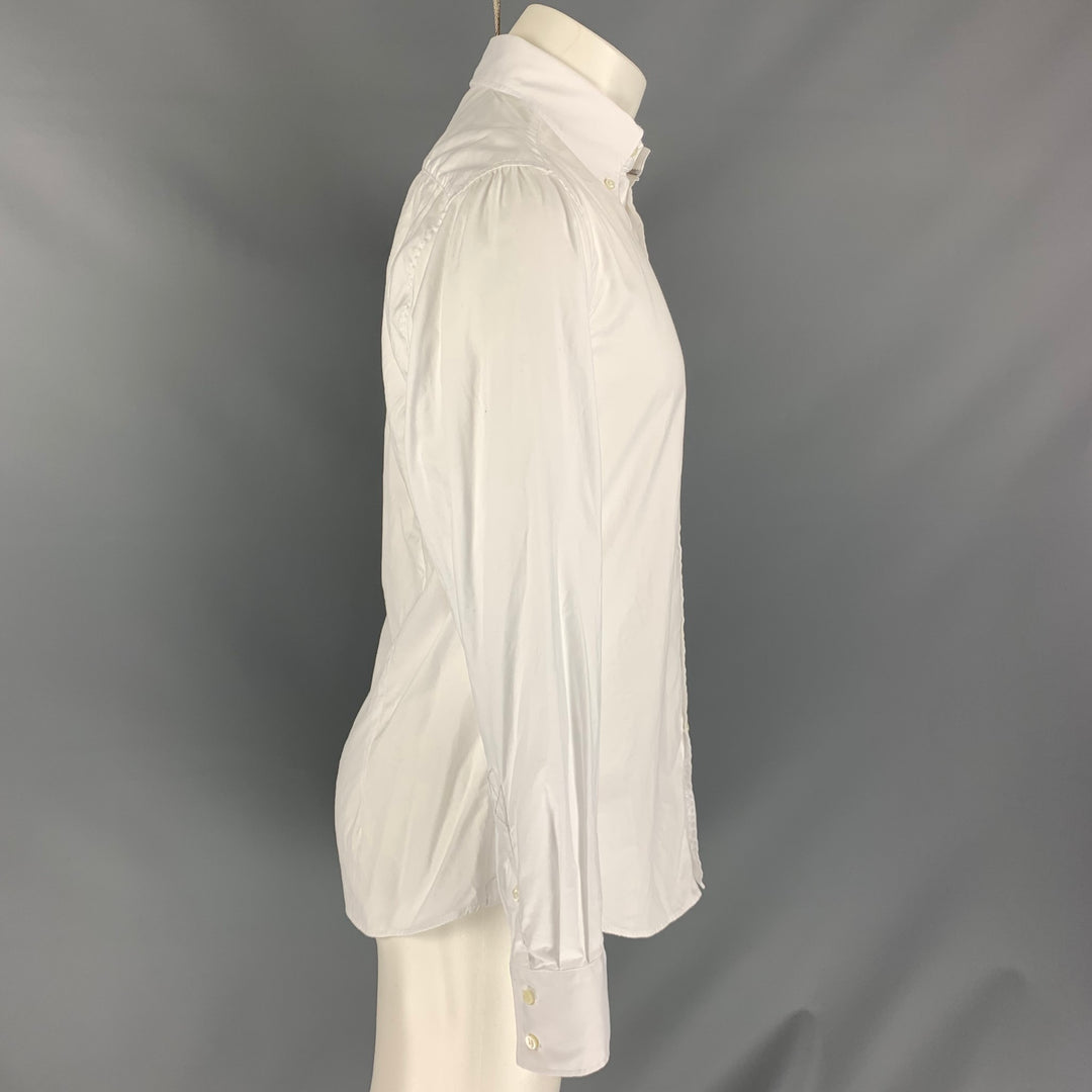 BRUNELLO CUCINELLI Size S White Solid Cotton Button Down Long Sleeve Shirt