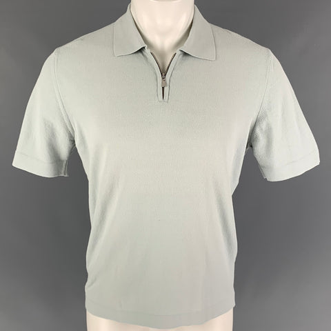 GRAN SASSO Size M Blue Light Blue Viscose Half Zip Polo
