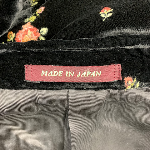 PAUL SMITH Size 40 Black Embroidery Velvet Notch Lapel Sport Coat