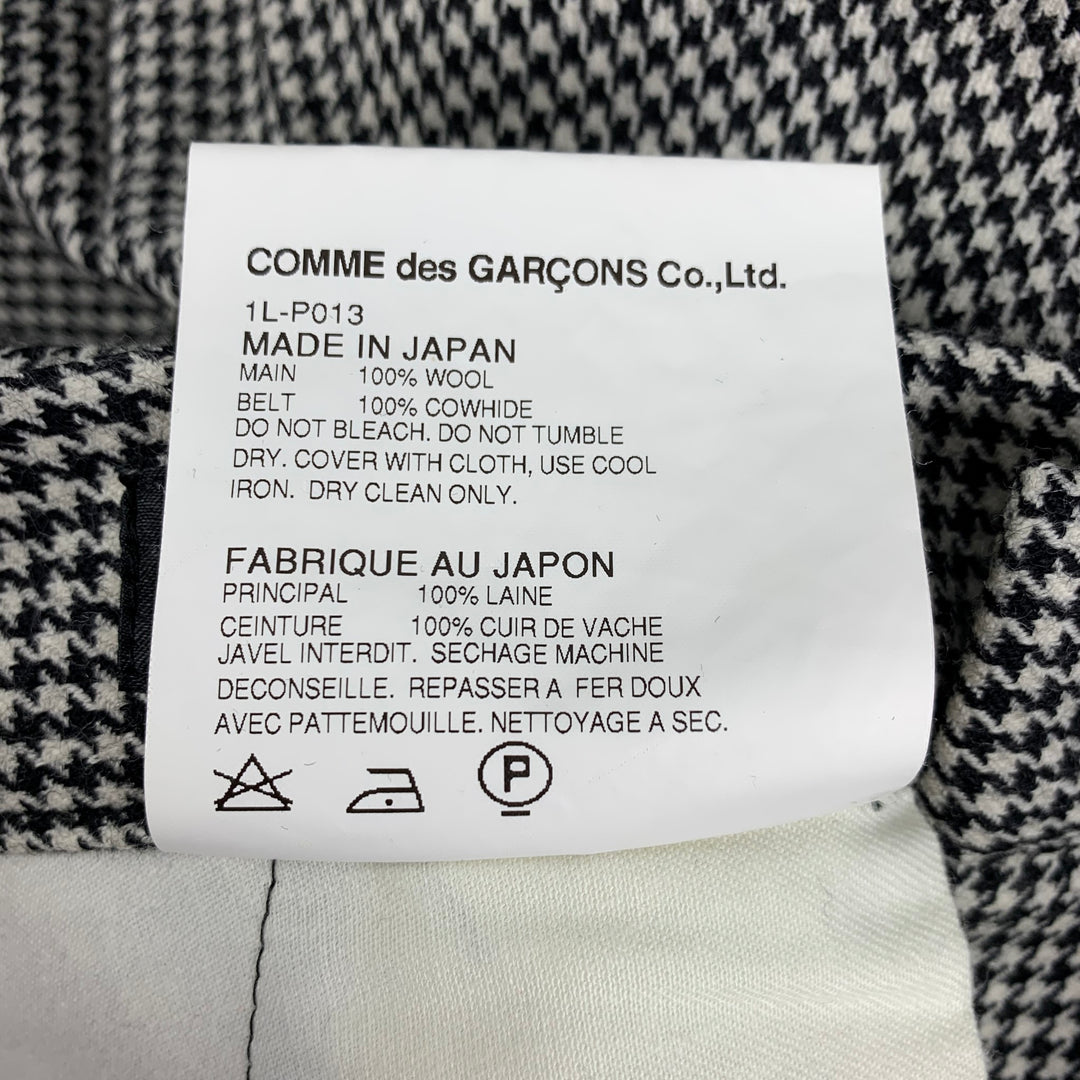 COMME des GARCONS BLACK Size L Black White Houndstooth Wool Pleated Skirt Shorts