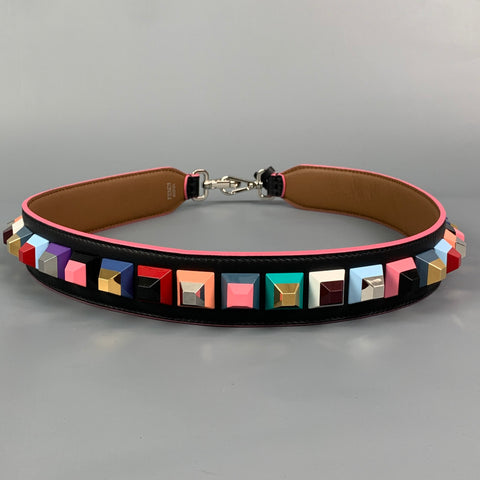 FENDI Multi-Color Studded Leather Handbag Strap