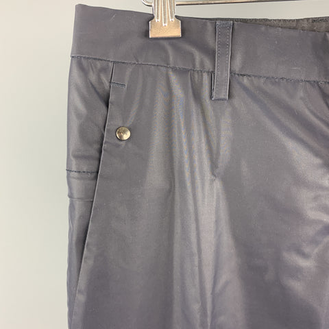 DIRK BIKKEMBERGS Size 30 Navy Rubberized Canvas Back Zip Pants