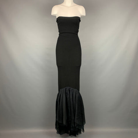 RALPH LAUREN Black Label Taille S Robe sirène sans bretelles en cachemire noir