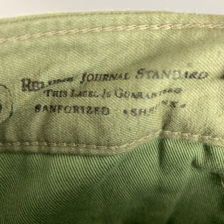 JOURNAL STANDARD Size L Olive Solid Cotton Cargo Casual Pants