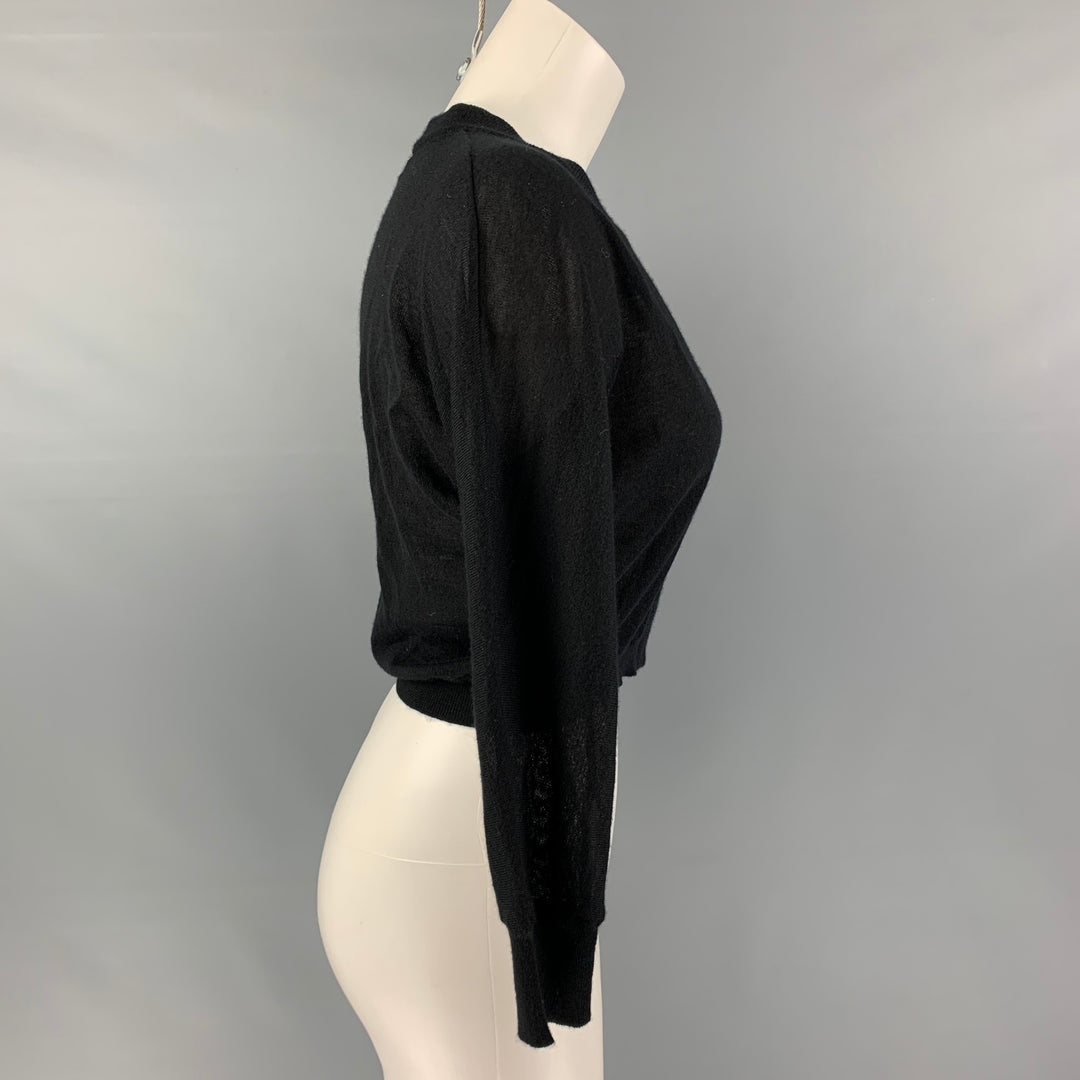 GIAMBATTISTA VALLI Size S Black Cashmere 3/4 Sleeves Cardigan