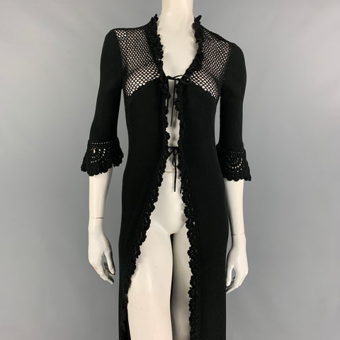 CHANEL 2003 Talla 10 Cárdigan largo de algodón de punto negro