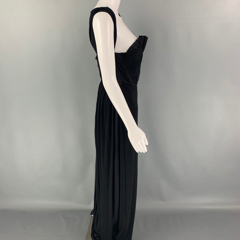 GIAMBATTISTA VALLI Size L Black Silk Sleeveless Bustier Gown Dress